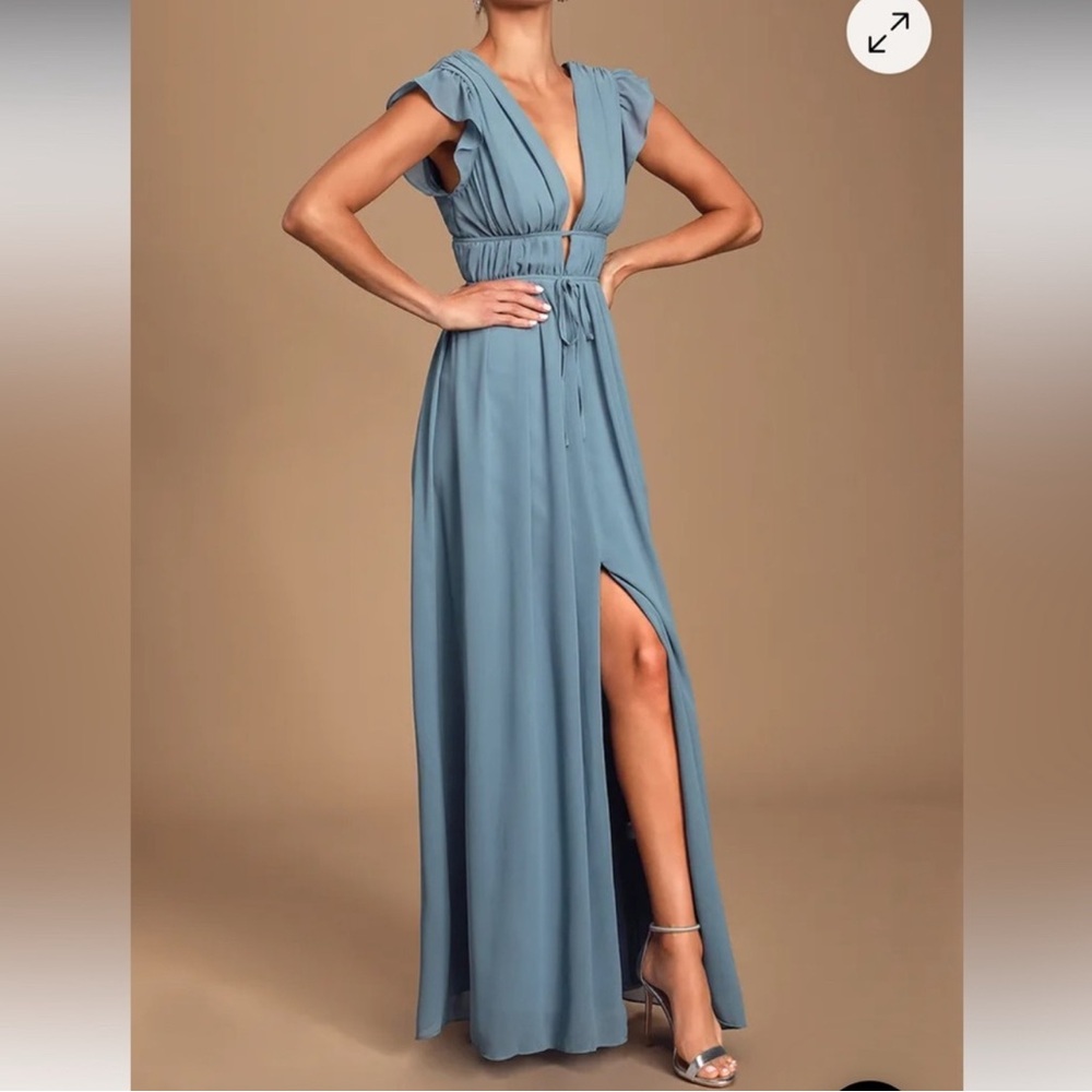 Lulu's Slate Blue Maxi Dress